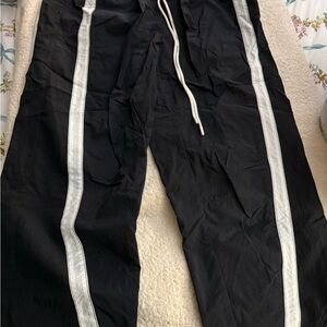 FP Movement by Free People Black Track Pants with White Stripes